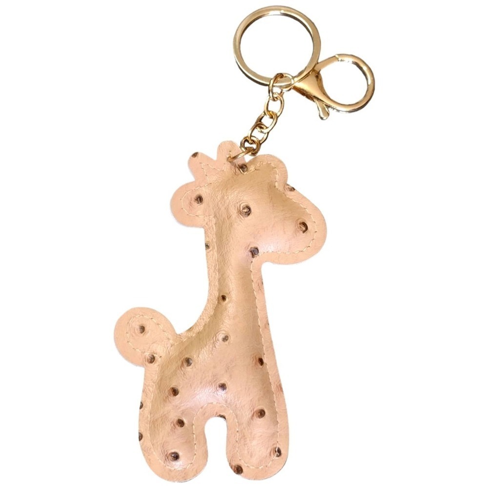 Giraffe Ostrich Spotted Keychain Puffer Keyring Animal Gold Stocking Stuffer NEW